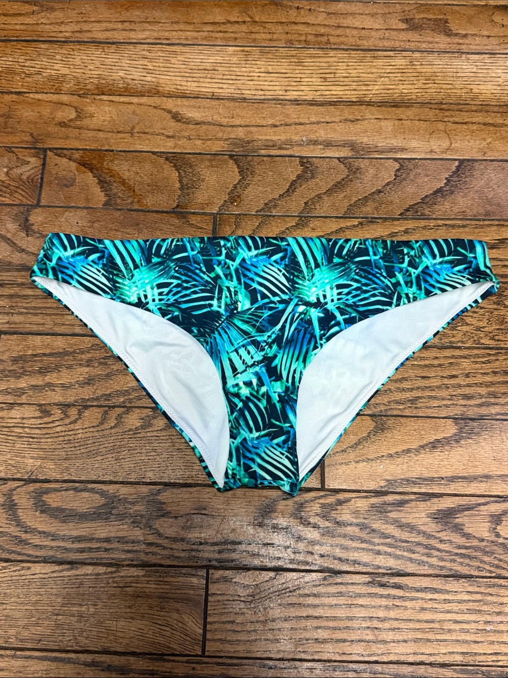 PINK Victoria's Secret Teal & Navy Tropical Leaf Bikini Bottoms